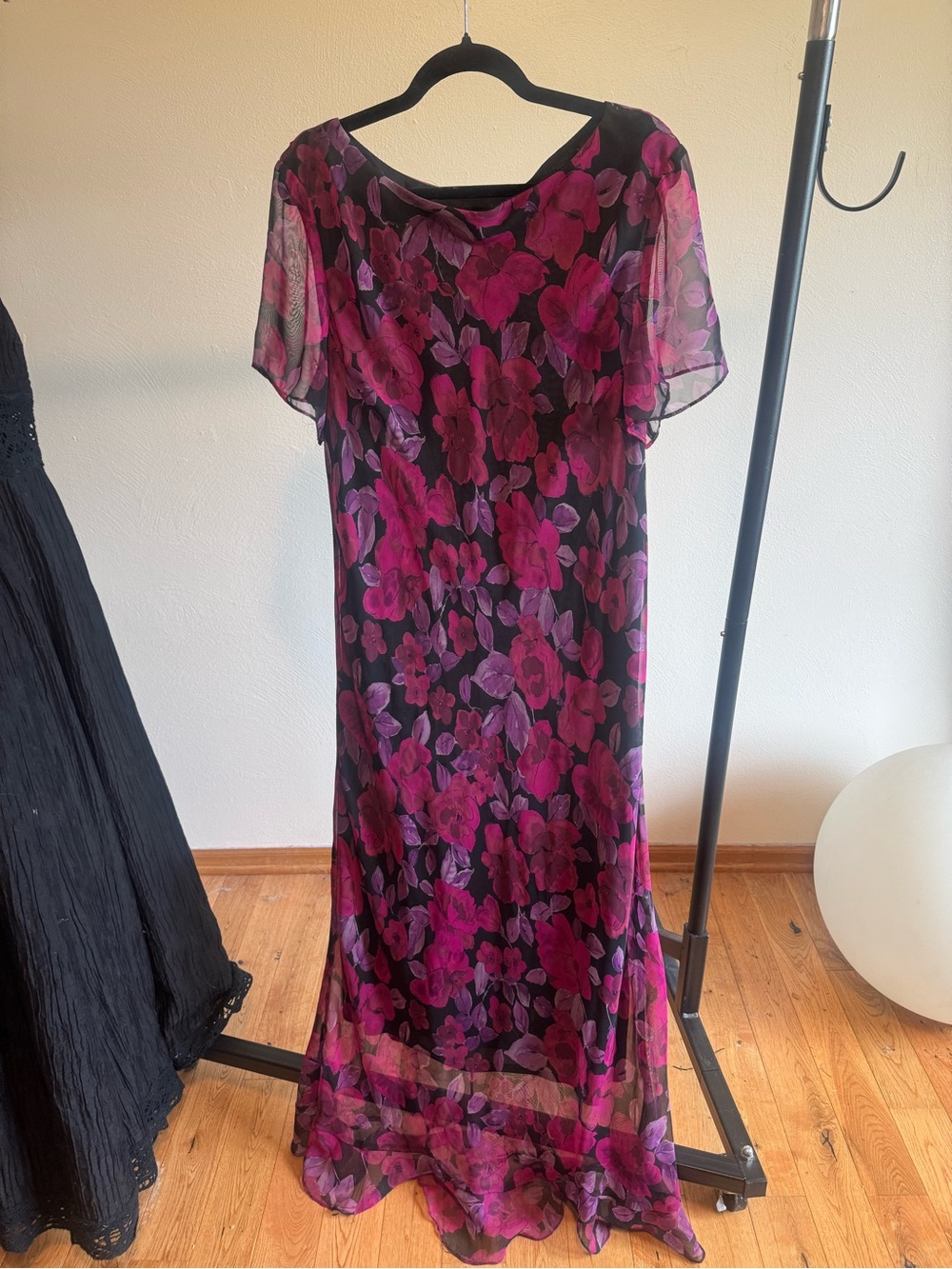Vintage Chiffon Floral Maxi Dress